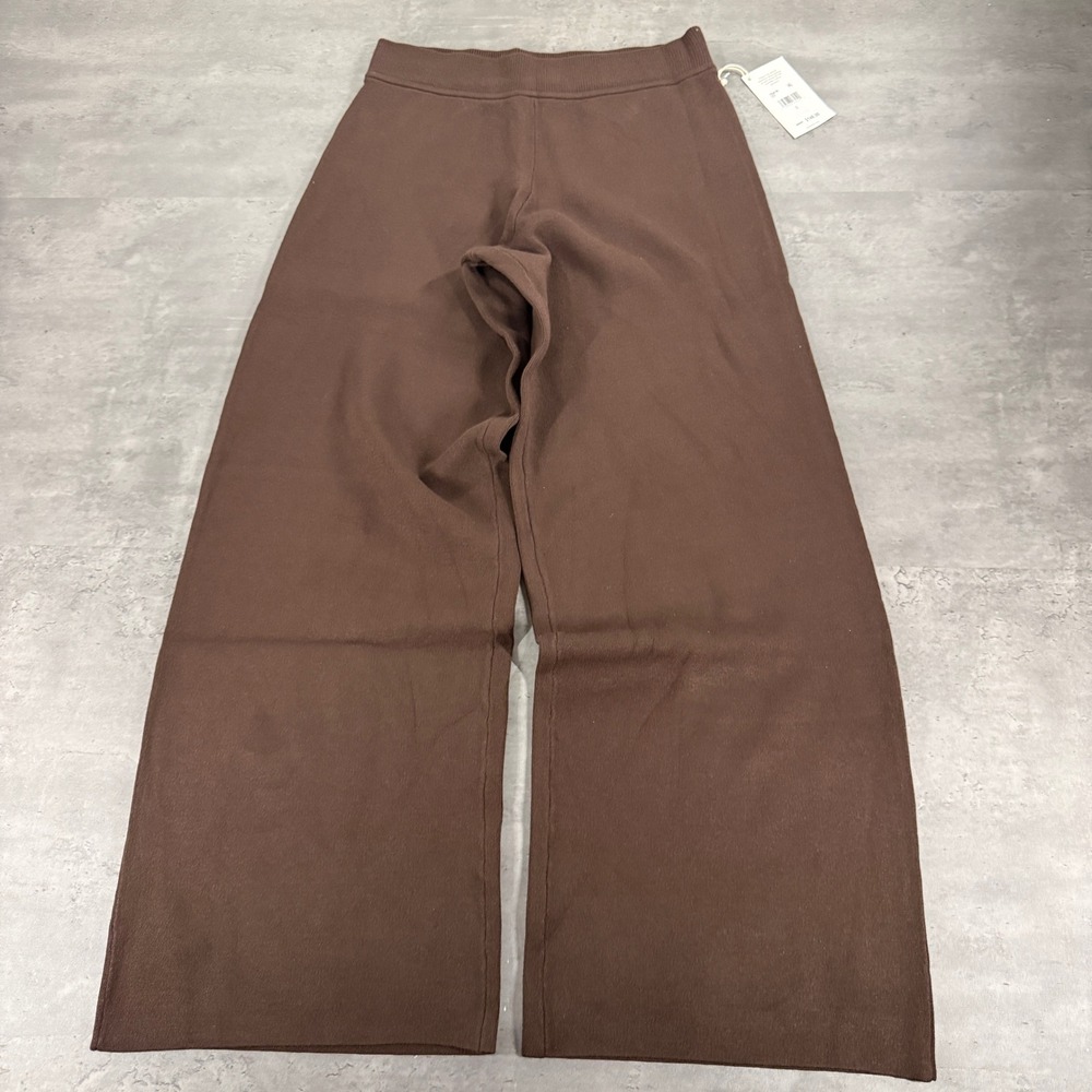 Splendid Wide Leg Knit Pants Womens Small Brown Elastic Waist Sweater Trousers